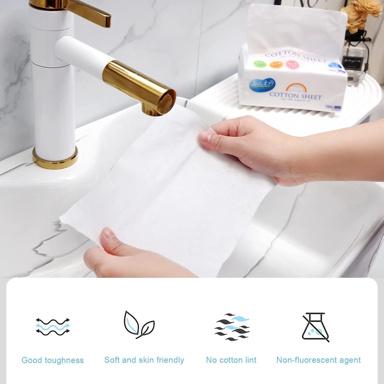 دستمال مرطوب خشک نرم MAKINGTEC (110 عدد) دستمال های پنبه ای 100% طبیعی، دستمال های پنبه ای صورت برای پوست حساس، حوله های صورت یکبار مصرف، بدون پرز، استفاده خشک و مرطوب، دستمال مرطوب کودک با جذب قوی (1 بسته)