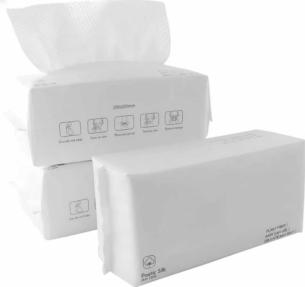 دستمال صورت نالاکال، دستمال‌های صورت یکبار مصرف، دستمال مرطوب پنبه‌ای برای پاک کردن آرایش صورت، بدون پرز، مناسب برای پوست حساس (3 بسته 100 عددی)