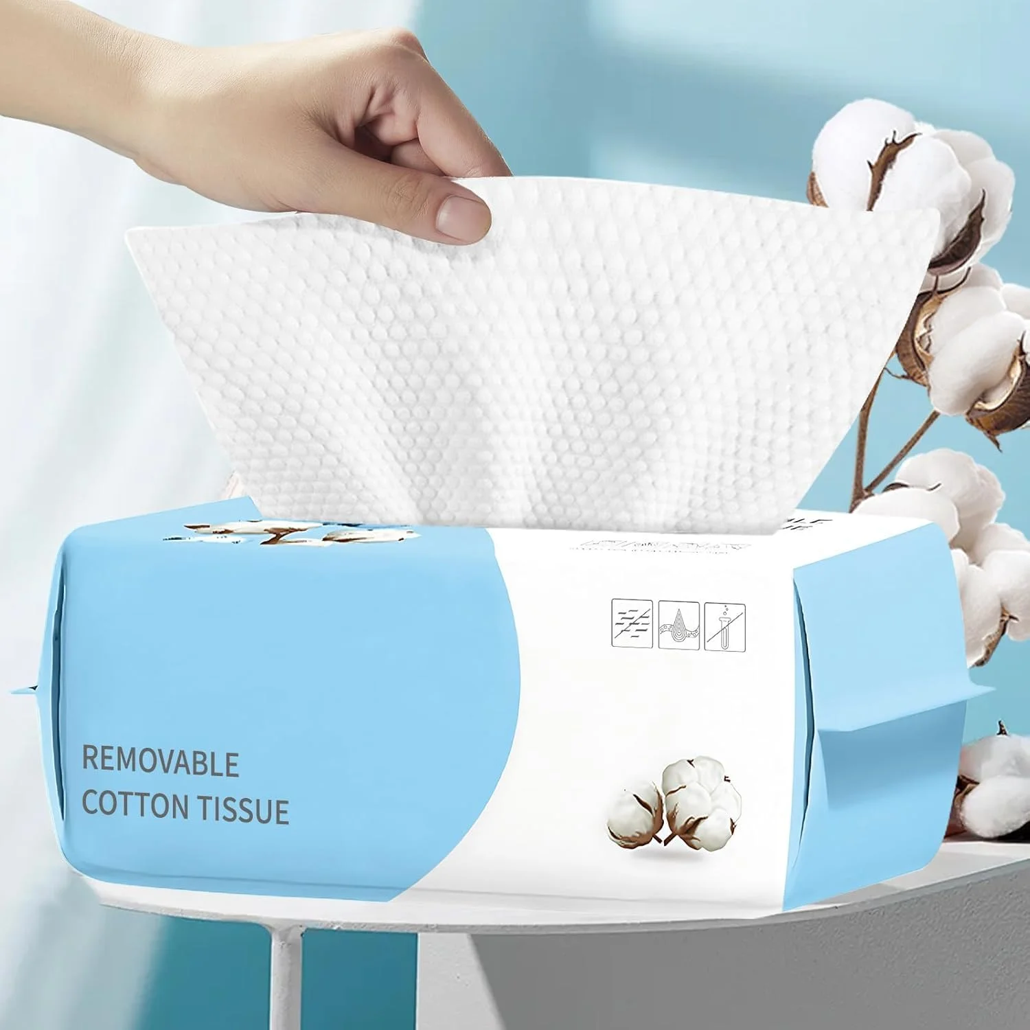 دستمال صورت یکبار مصرف 100 عددی، دستمال مرطوب خشک صورت پنبه ای زیست تخریب پذیر، پارچه صورت فوق العاده نرم و ضخیم، دستمال مرطوب صورت بدون پرز برای مراقبت از پوست حساس، پاک کننده آرایش، پاکسازی صورت