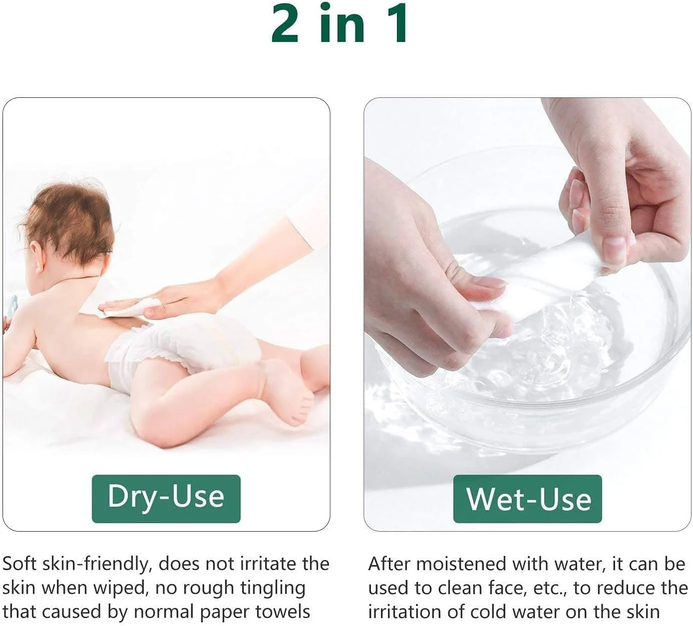 دستمال صورت یکبار مصرف X spring، 100 عدد دستمال خشک پنبه ای برای پوست حساس، دستمال های نرم پاک کننده صورت، دستمال خشک پاک کننده آرایش برای پاک کردن آرایش، پرستاری، مسافرت، تمیز کردن سطوح