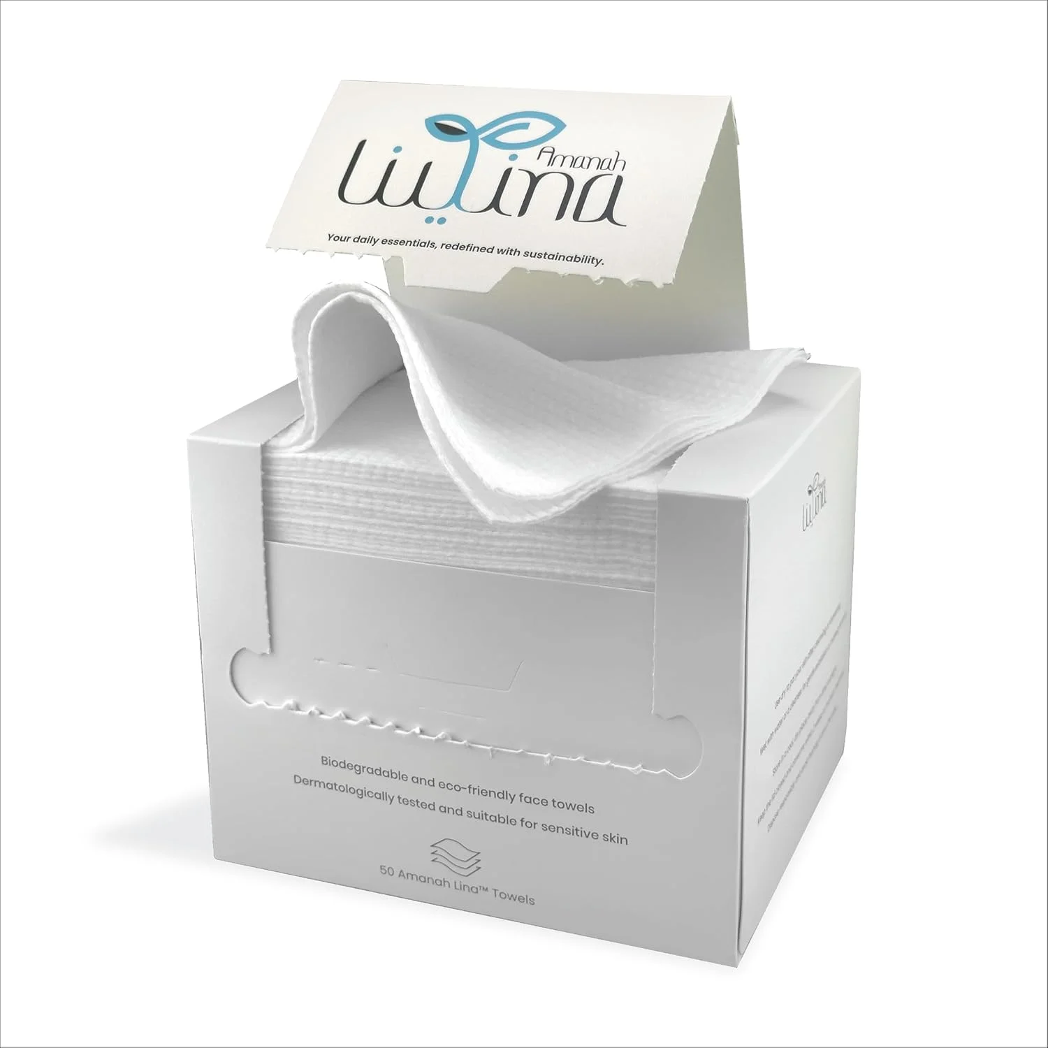 دستمال صورت تجزیه‌پذیر | 100% ویسکوز اکالیپتوس | فوق‌العاده نرم و جاذب | دستمال مرطوب خشک یکبار مصرف برای پوست حساس و پاک کردن آرایش | بدون پرز و ضد حساسیت | 25 × 30 سانتی‌متر | 50 عدد
