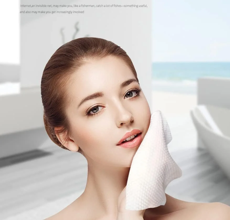 ۱۰۰ عدد دستمال حوله ای یکبار مصرف صورت، دستمال مرطوب خشک پنبه ای فوق العاده نرم و ضخیم برای پوست حساس، دستمال پاک کننده، پاک کننده آرایش، دستمال مرطوب آب