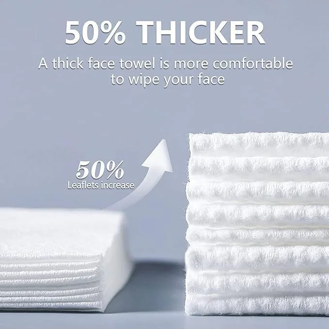 گوریم، حوله صورت یکبار مصرف، 4 بسته، حوله های تمیز کننده بدون پرز و تجزیه پذیر، دستمال مرطوب پاک کننده آرایش خشک، فوق العاده نرم و ضخیم برای پوست های حساس
