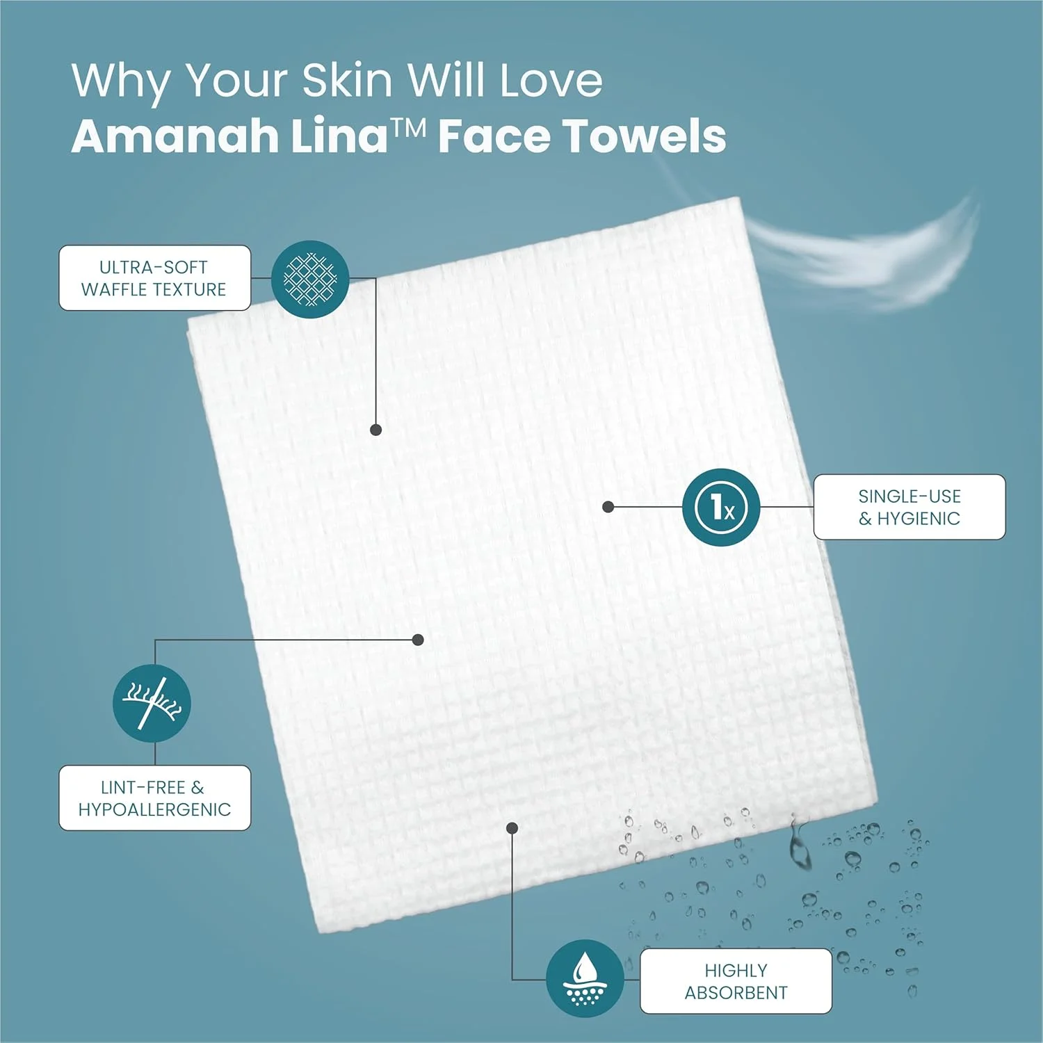 دستمال صورت تجزیه‌پذیر | 100% ویسکوز اکالیپتوس | فوق‌العاده نرم و جاذب | دستمال مرطوب خشک یکبار مصرف برای پوست حساس و پاک کردن آرایش | بدون پرز و ضد حساسیت | 25 × 30 سانتی‌متر | 50 عدد