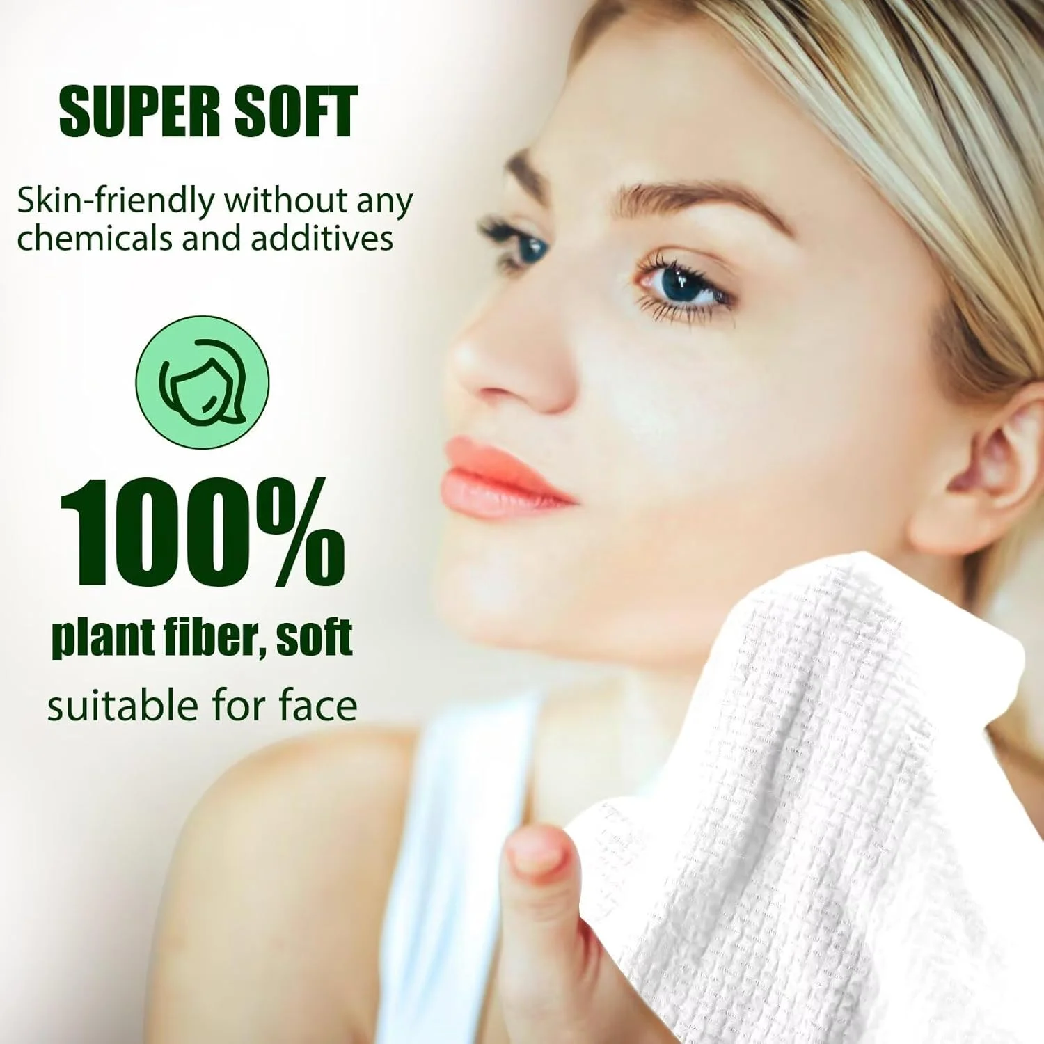 دستمال صورت فشرده یکبار مصرف بزرگ، دستمال مرطوب نرم کننده صورت، دستمال ضخیم، دستمال مسافرتی قابل حمل و جمع و جور، دستمال مرطوب پنبه ای برای سالن زیبایی، مراقبت شخصی، مسافرت (50 عدد سبز)