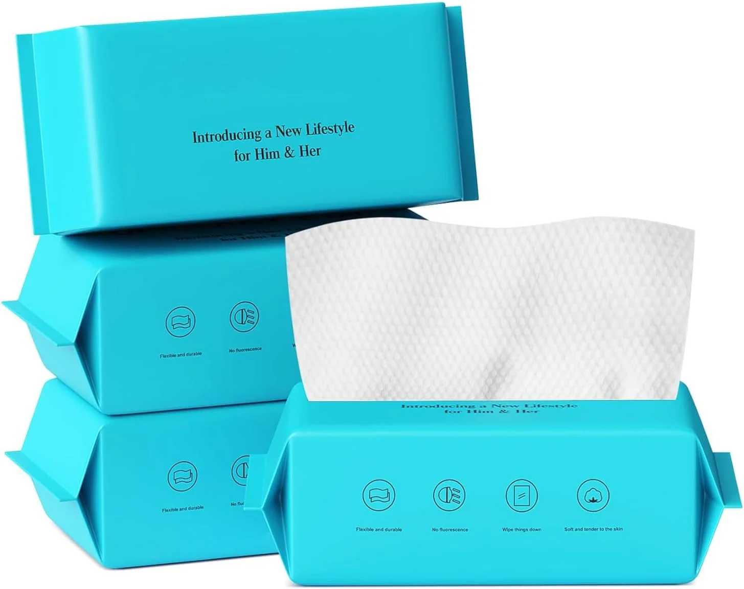 دستمال صورت نالاکال، دستمال تمیز کننده صورت یکبار مصرف برای پوست حساس، بدون پرز، مناسب برای تمیز کردن روزانه صورت، دستمال صورت تجزیه پذیر برای مراقبت از پوست، پاک کننده آرایش و پاک کننده صورت (4 بسته)