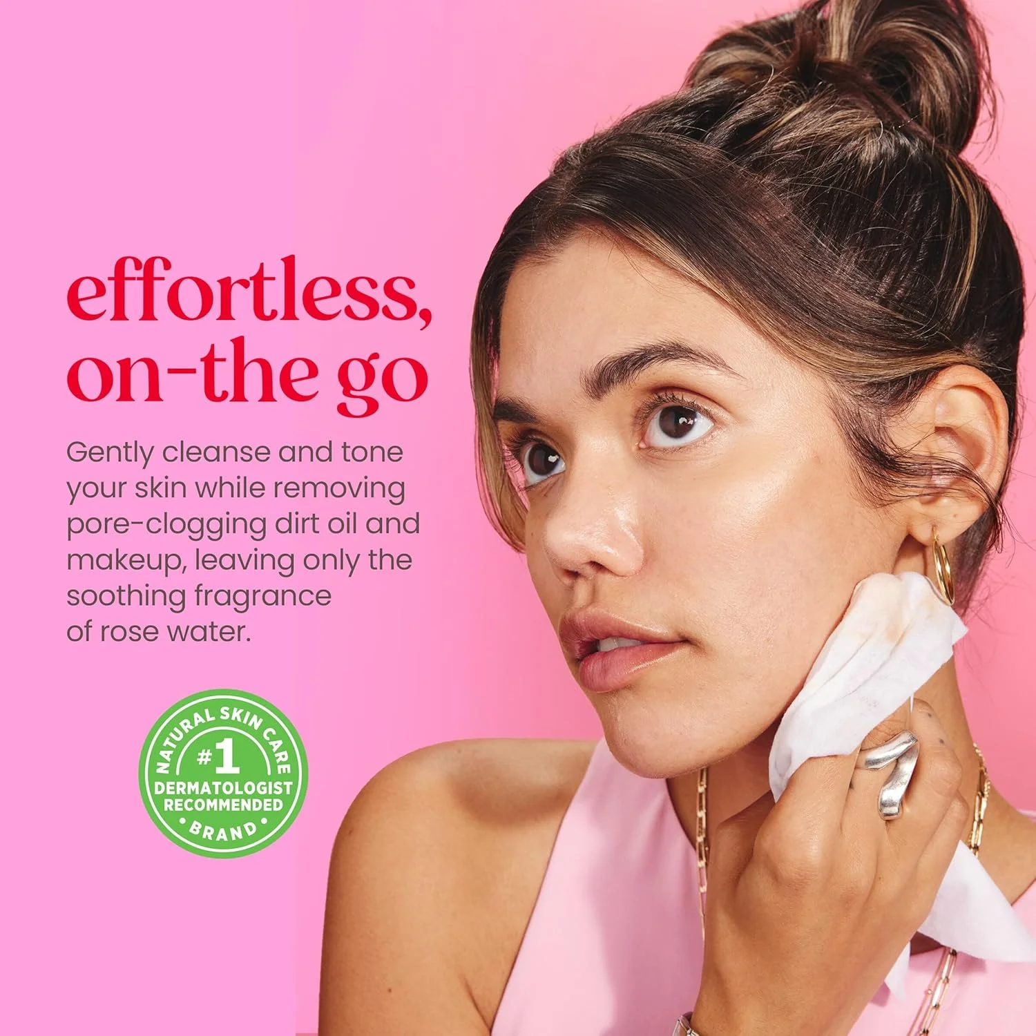 دستمال مرطوب پاک کننده آرایش صورت با عصاره گل رز Burt's Bees، مناسب انواع پوست، آبرسان و پاک کننده ملایم، 3 بسته 30 عددی