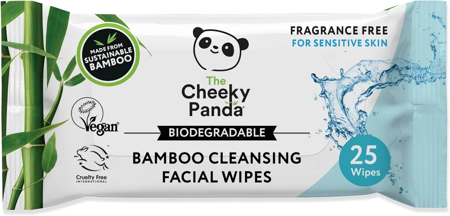 دستمال مرطوب صورت Cheeky Panda - بدون رایحه | بسته 25 عددی | پاک کننده آرایش، ضد حساسیت، سازگار با محیط زیست، فوق العاده نرم، مهربان با پوست و پایدار