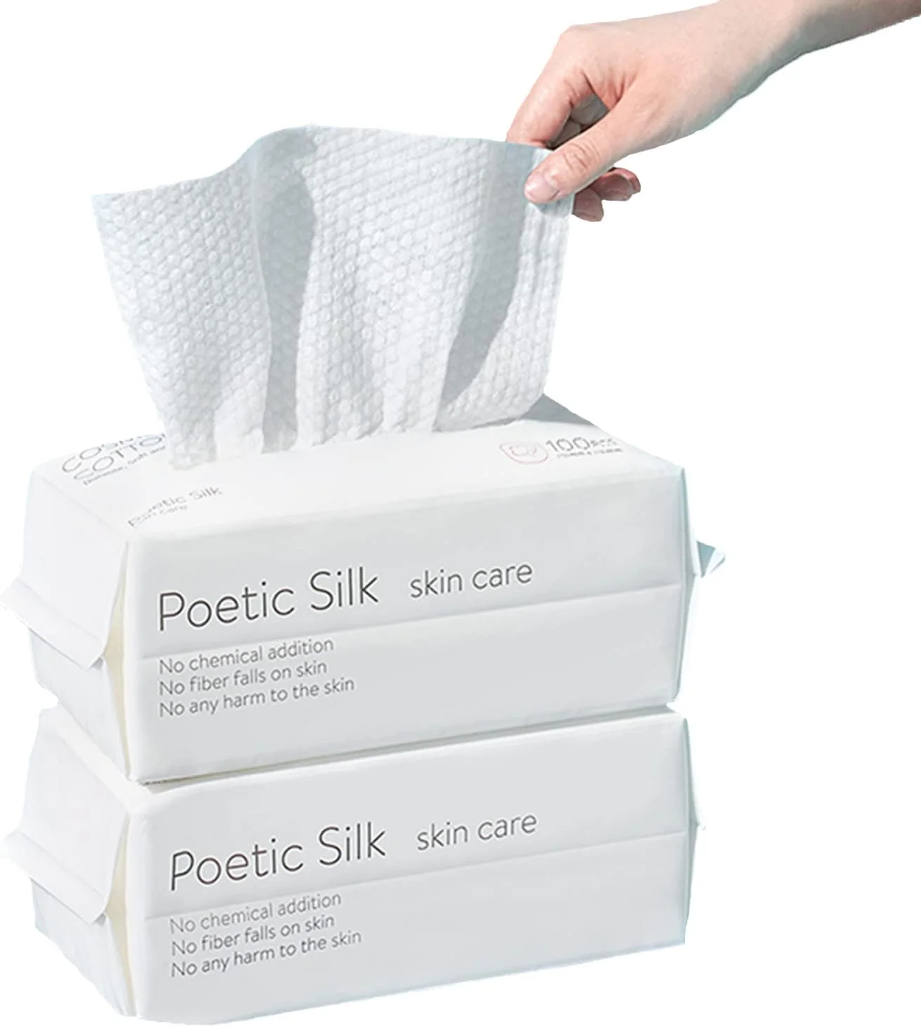 دستمال صورت یکبار مصرف، دستمال کاغذی پنبه ای صورت برای پوست حساس، دستمال مرطوب صورت فوق العاده نرم و بدون بو، دستمال مرطوب خشک پنبه ای کودک، دستمال مرطوب پاک کننده آرایش (2 بسته = 200 عدد)