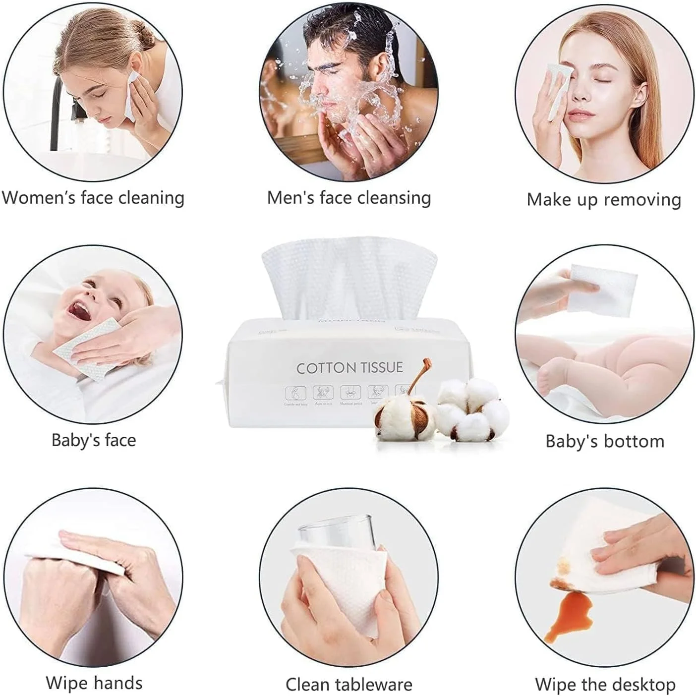 [بسته چهارتایی] حوله صورت پنبه ای یکبار مصرف P1، دستمال مرطوب پنبه ای نرم برای پاک کردن آرایش، دستمال کاغذی صورت برای پاکسازی، مراقبت از پوست، شستشو و خشک کردن، (4 بسته 100 عددی)