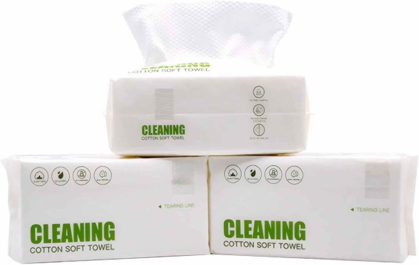 دستمال صورت یکبار مصرف SKY-TOUCH، 120 عدد، دستمال پنبه ای پاک کننده آرایش، دستمال صورت نرم و جاذب برای مراقبت از پوست و نظافت چند منظوره، اندازه 20x20 سانتی متر