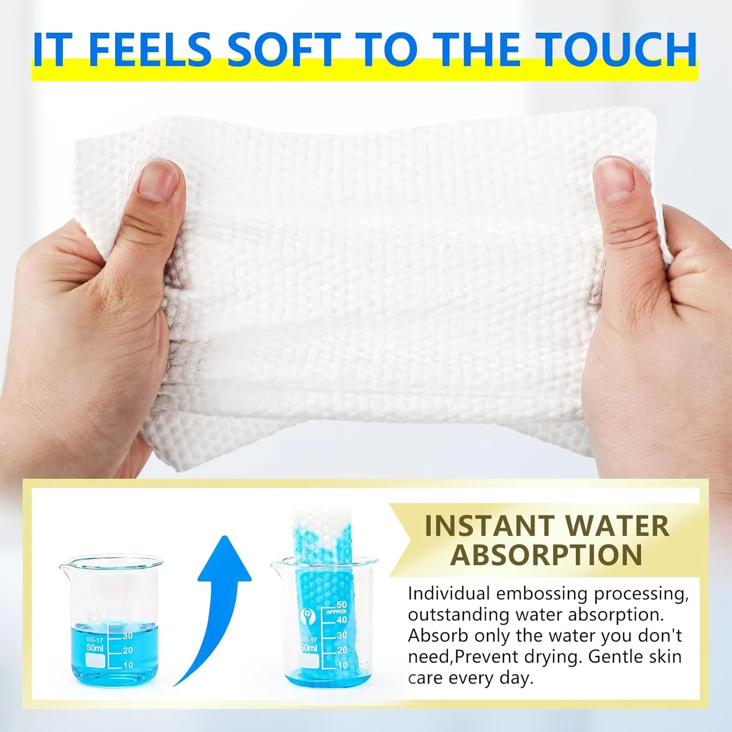 دستمال‌های صورت یکبار مصرف CA، دستمال‌های نرم برای پاکسازی صورت، دستمال پاک کننده صورت برای مراقبت از پوست، جذب کننده آب، پاک کننده آرایش، شستشوی صورت (نسخه پایه، 3 بسته 240 عددی)