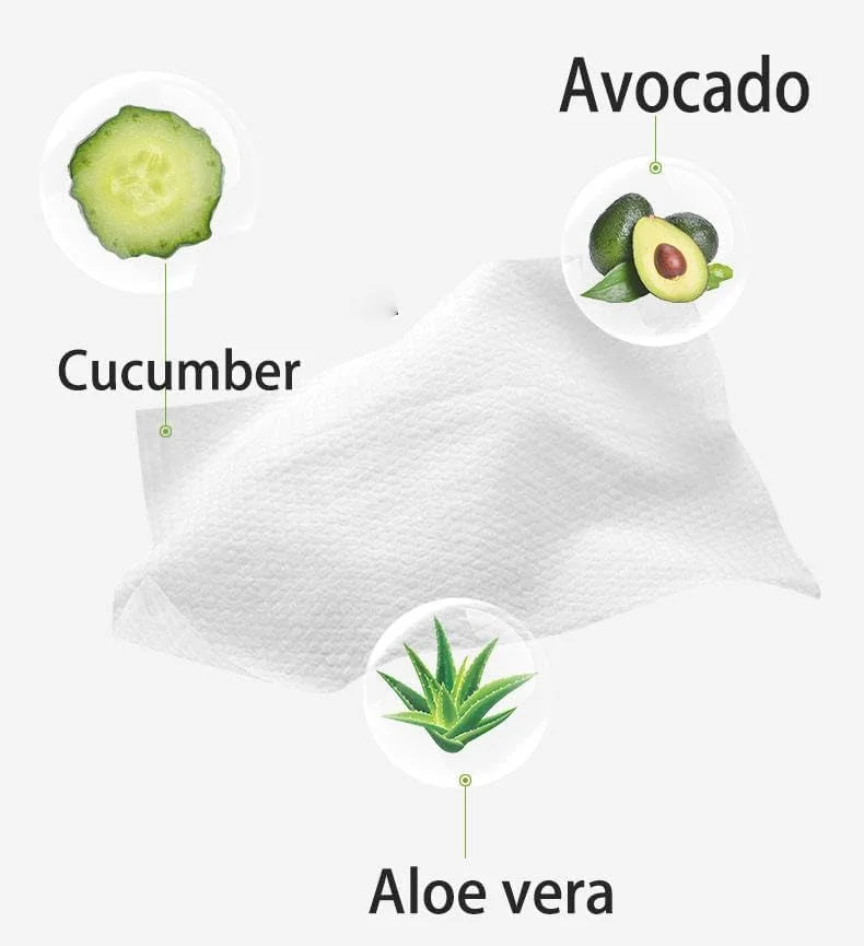 دستمال مرطوب پاک کننده آرایش آبرسان آووکادو، دستمال مرطوب پاک کننده صورت با طراوت با خیار و ویتامین، بسته 1 عددی، ملایم برای انواع پوست