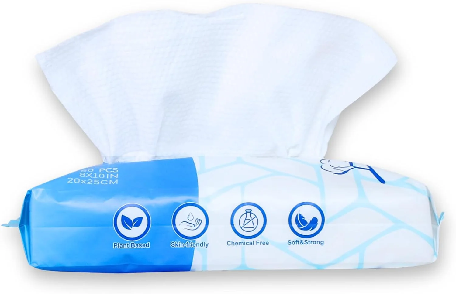 دستمال صورت یکبار مصرف VIETDAI، سایز بزرگ، دستمال مرطوب خشک صورت، فوق العاده ضخیم، فوق العاده نرم، دستمال صورت تمیز کننده، دستمال کاغذی پنبه ای با قابلیت استفاده خشک و مرطوب برای پوست حساس - 50 عدد