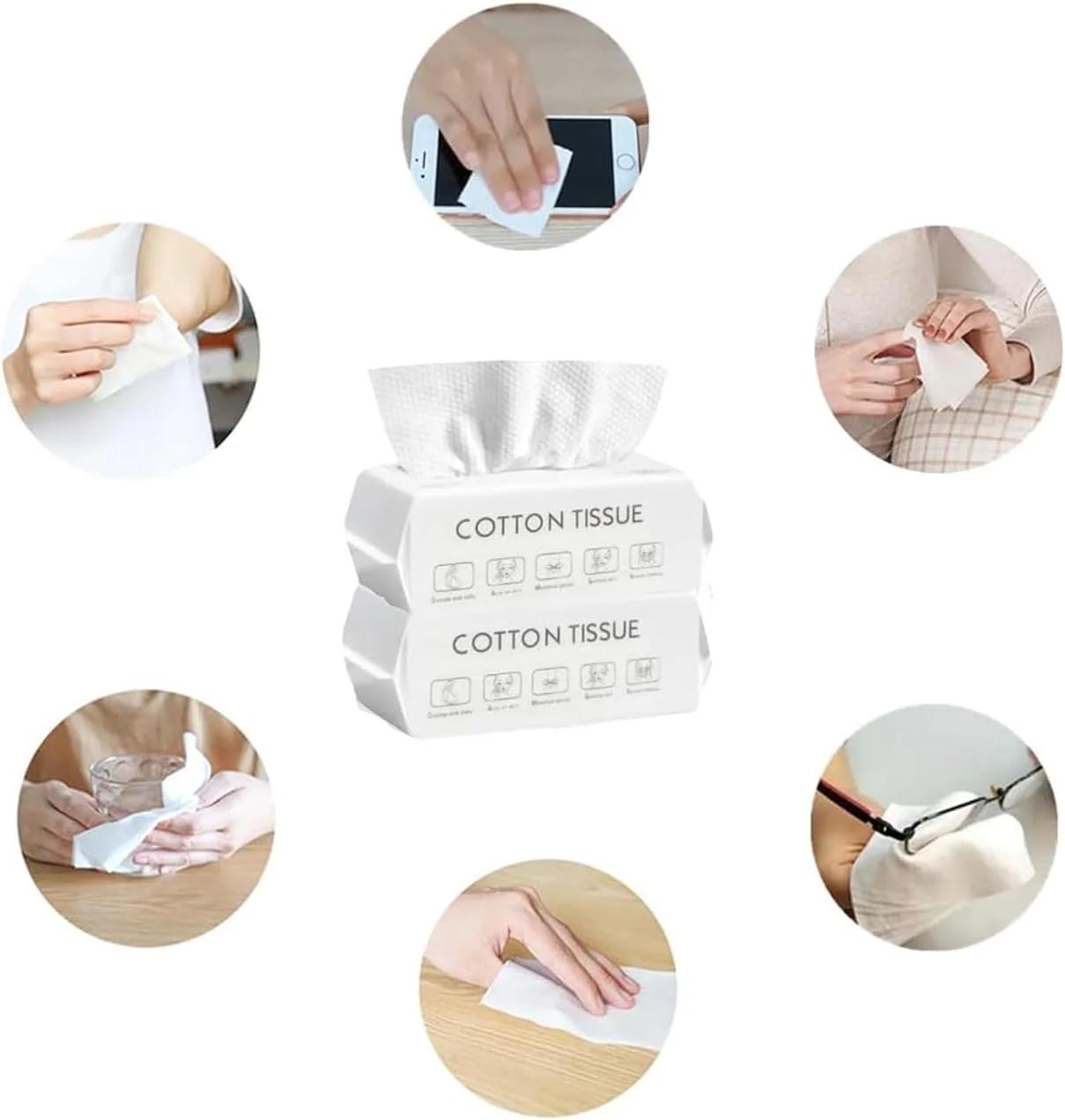 دستمال صورت یکبار مصرف مومنت، بسته 4 عددی، دستمال نرم، دستمال پاک کننده صورت، دستمال مرطوب و خشک، دستمال پاک کننده آرایش برای مراقبت از پوست، 400 عدد / 200 * 200 میلی متر