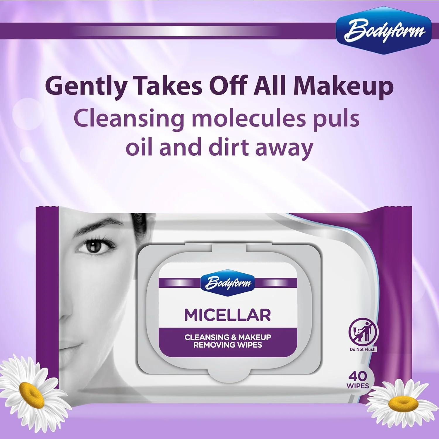 دستمال مرطوب پاک کننده آرایش و آبرسان بادی فرم (50 عدد در بسته)