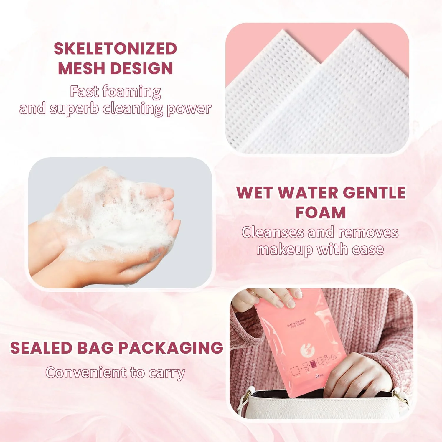 دستمال صورت حبابدار یکبار مصرف BOROLA، بسته 10 عددی، دستمال های نرم و ضخیم پنبه ای برای پاک کردن صورت، پارچه های چند منظوره برای پاک کردن آرایش، مراقبت از پوست و تمیز کردن (19 * 20 سانتی متر)