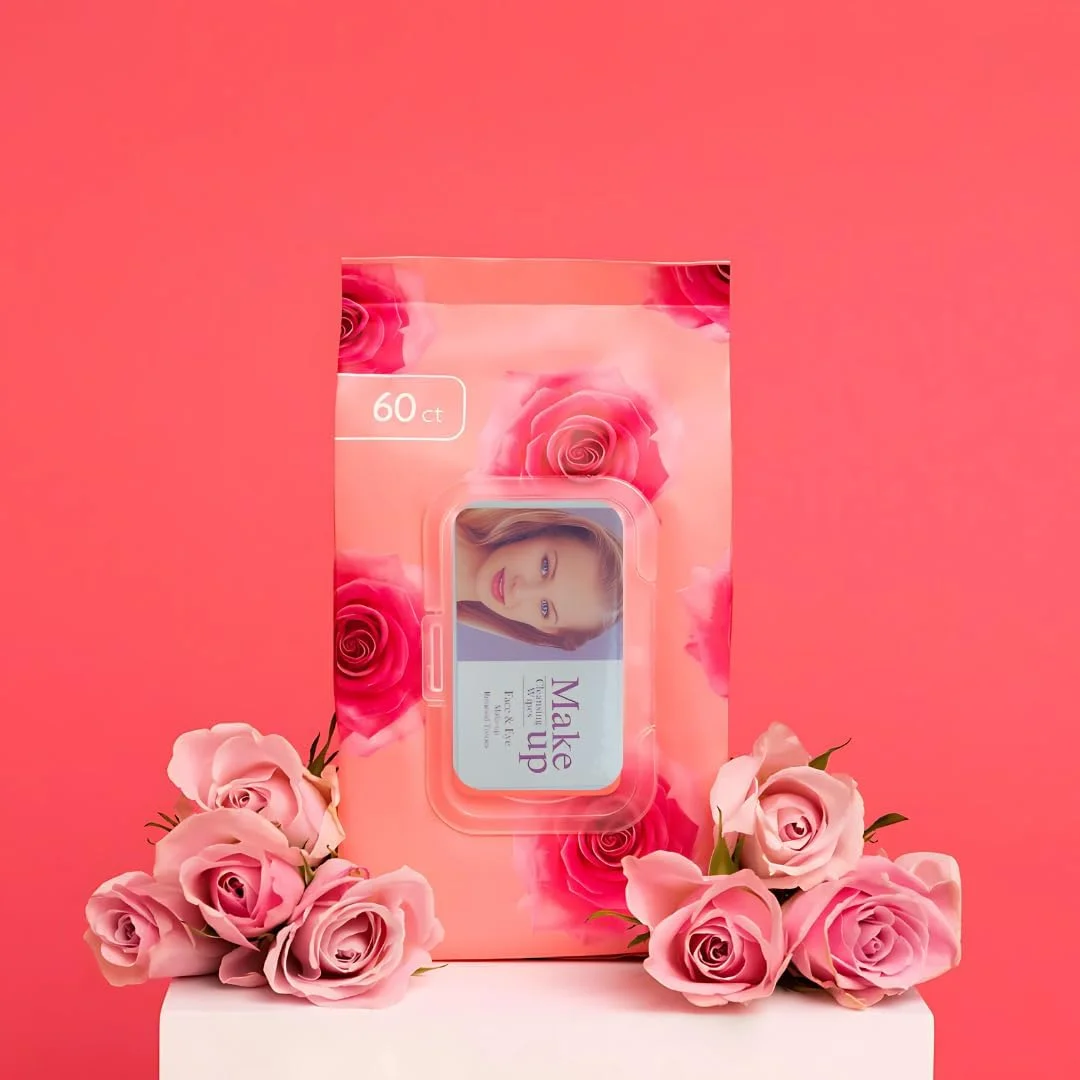 دستمال مرطوب پاک کننده آرایش پتال فرش - بسته 60 عددی | دستمال مرطوب پاک کننده آرایش گل رز، متعادل کننده و طراوت بخش | دستمال های پاک کننده آرایش صورت و چشم