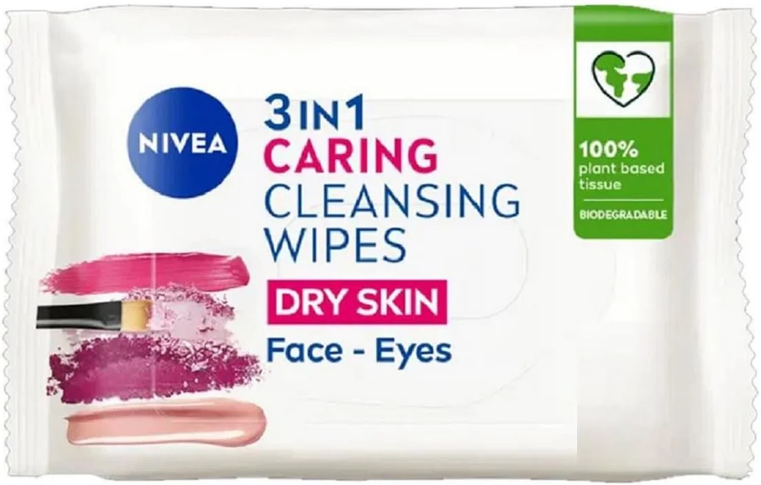دستمال مرطوب پاک کننده صورت نیوآ 3 در 1 مناسب پوست خشک، 40 عدد، پاک کننده آرایش گیاهی، آبرسان، ملایم و در عین حال موثر