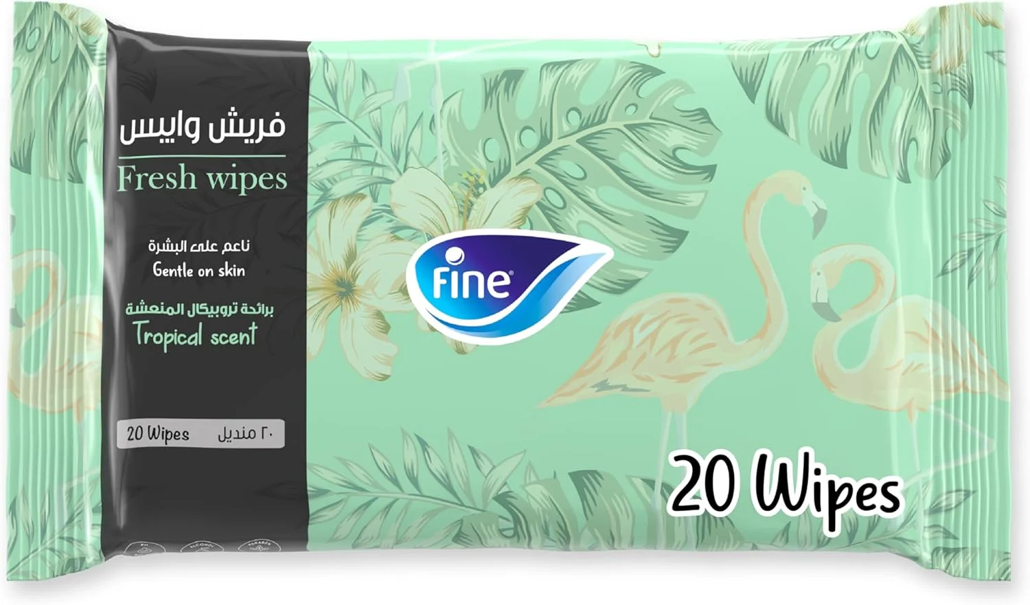 دستمال مرطوب معطر گرمسیری فاین، 20 عدد، بدون الکل، ملایم برای صورت و پوست