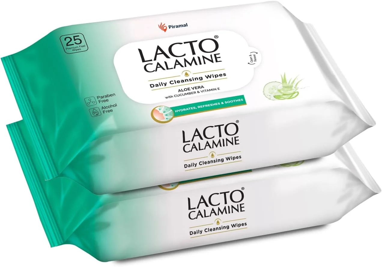 دستمال مرطوب پاک کننده روزانه صورت لاکتو کلامین حاوی آلوئه ورا، خیار و ویتامین ای، سفید، بسته 2 عددی، 50 عدد