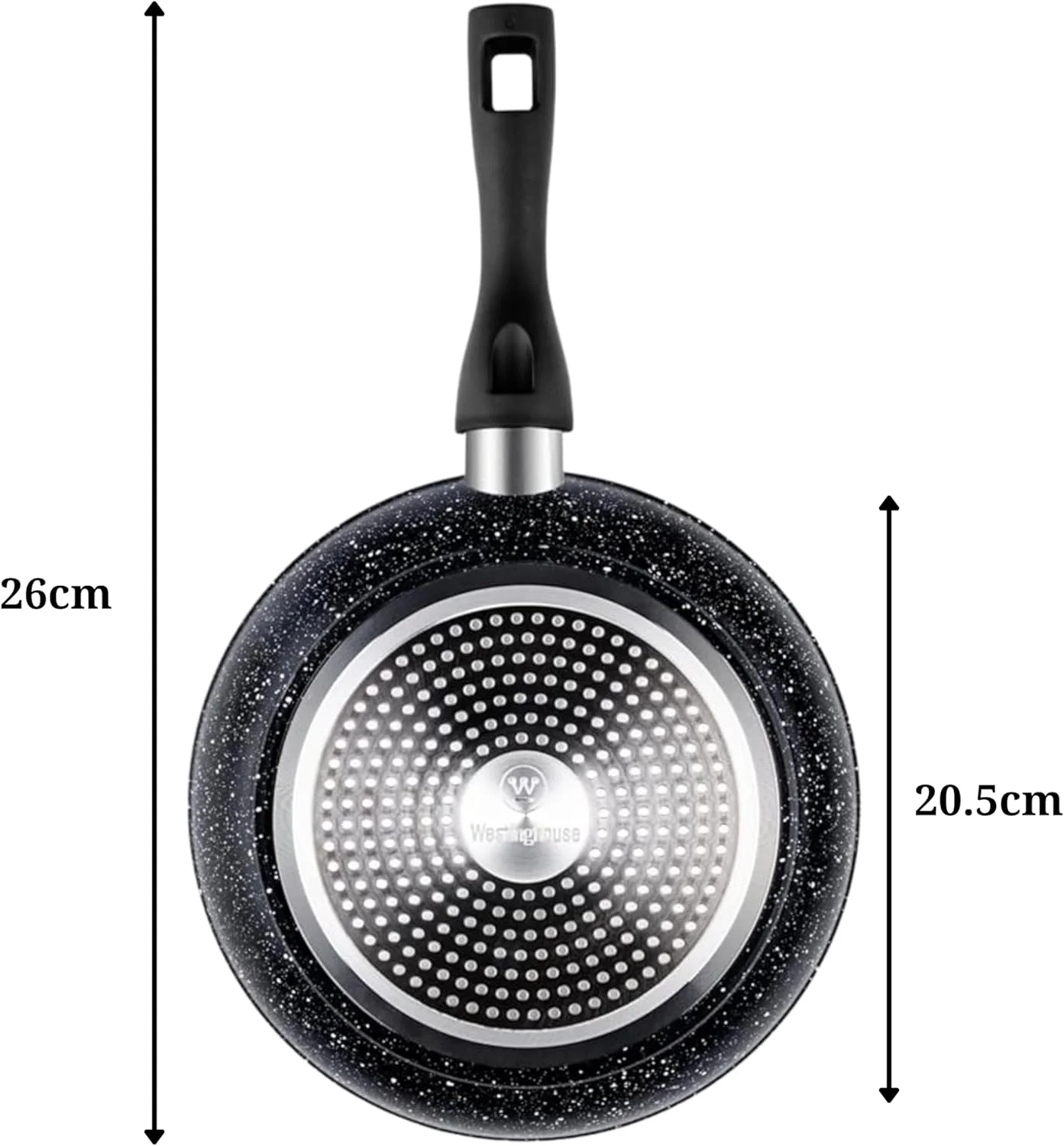 تابه سرخ کن وستینگهاوس آمریکا - 20 سانتی متر - آلومینیوم فشرده 3 لایه ماربل مشکی، ظروف پخت و پز سبک وزن برای پخت و پز سالم، ظروف نچسب، بادوام و تمیز کردن آسان