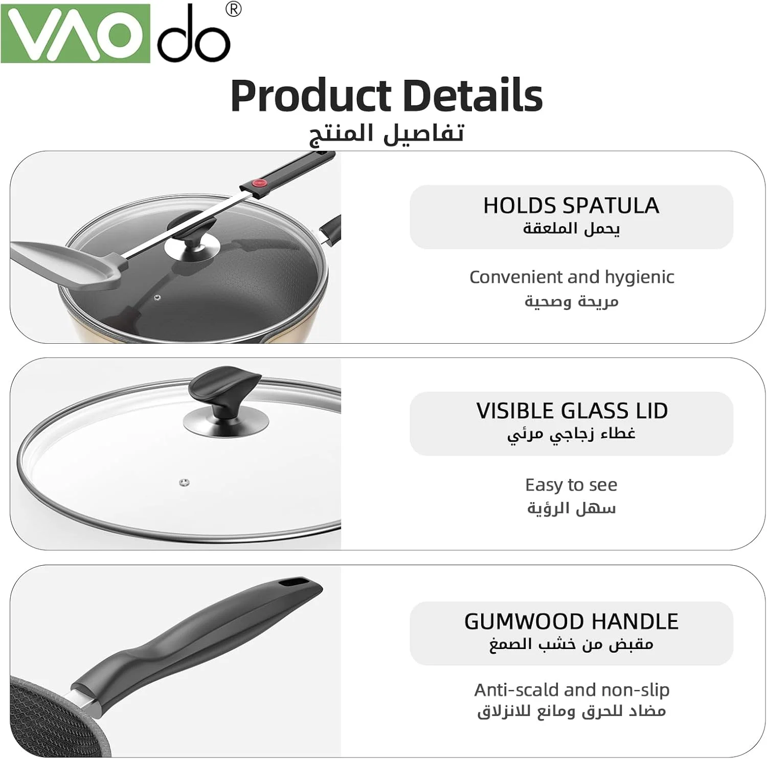 تابه نچسب چدنی VAODO با قطر 30 سانتی متر، به همراه درب و بخارپز، تابه لانه زنبوری با دهانه خروجی، قابلمه پخت و پز، مناسب برای اجاق گاز، القایی، گازی