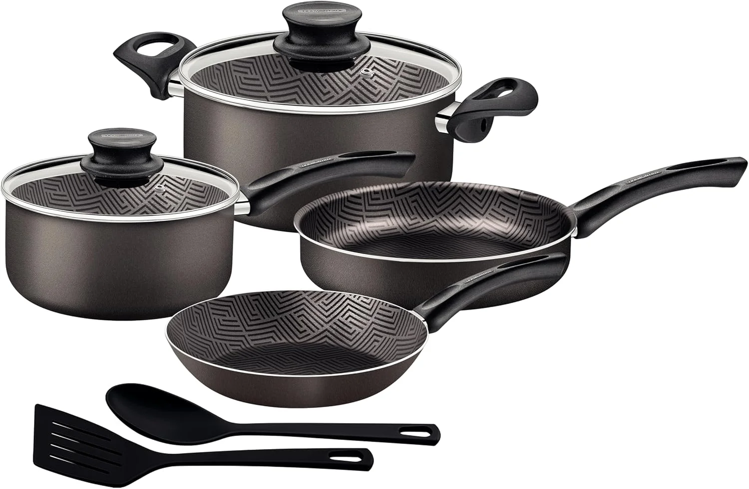 ست ظروف پخت و پز آلومینیومی 8 پارچه ترامونتینا مدل پاریس، رنگ سربی، با پوشش نچسب داخلی و خارجی Starflon Max بدون PFOA