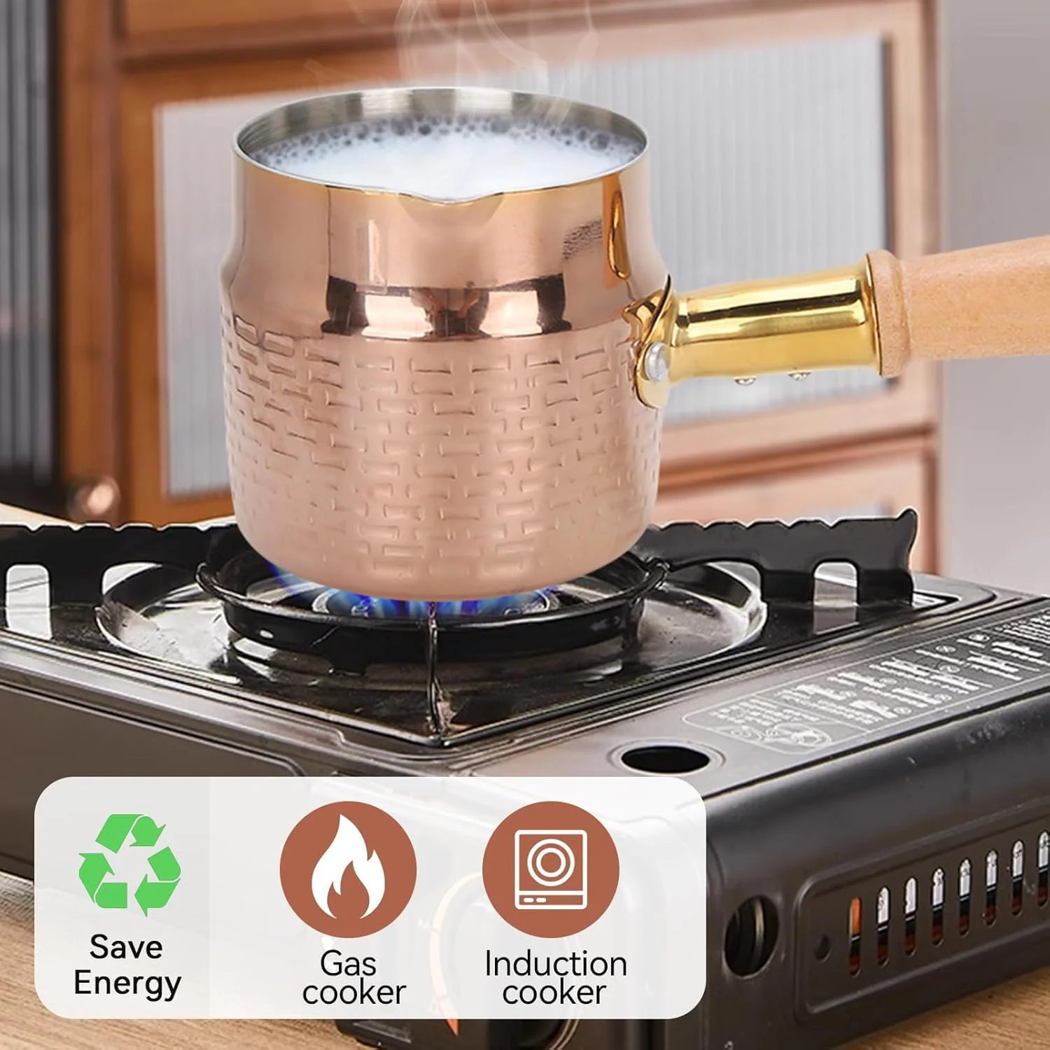 شیرجوش کوچک TERRIFI، قابلمه استیل ضد زنگ 400 میلی لیتری - ظرف کوچک برای گرم کردن کره، شیر، قهوه، چای و سوپ - مناسب برای اجاق گاز و ماشین ظرفشویی