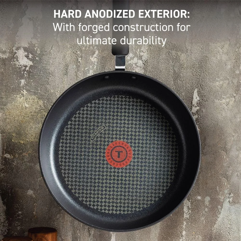 ست تابه نچسب هارد آنودایز شده تفال آلتیمیت، 3 تکه، 8، 10.25، 12 اینچ، قابل استفاده در فر تا دمای 200 درجه سانتیگراد، قابل شستشو در ماشین ظرفشویی، مشکی