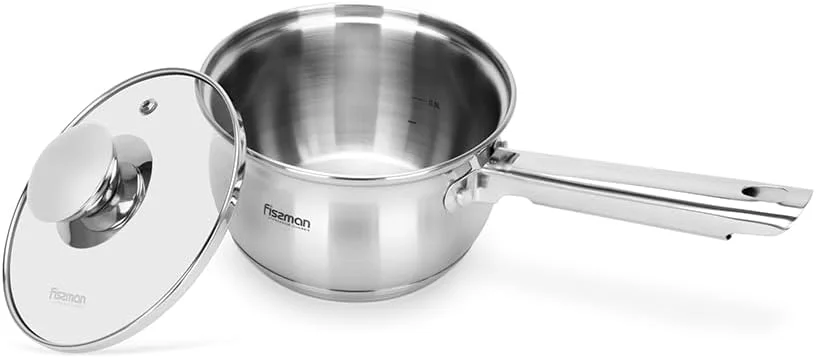 شیرجوش فیسمن با درب شیشه ای 14x8.5 سانتی متر / 1.1 لیتر، استیل ضد زنگ 18/10 INOX30 سری Felina، کف القایی مناسب برای همه اجاق ها برای پخت آرام سوپ، بخارپز کردن (قابل شستشو در ماشین ظرفشویی)