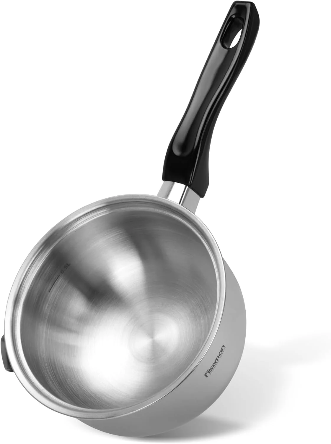 شیرجوش فیسمن ۰.۹۵ لیتری، شیرجوش دو جداره استیل ضد زنگ Bain-Marie سایز ۱۶ سانتی متر | پرداخت براق آینه ای فولاد ضد زنگ ۱۸/۱۰ INOX304 | کف القایی مناسب برای همه اجاق گازها | دسته باکالیت