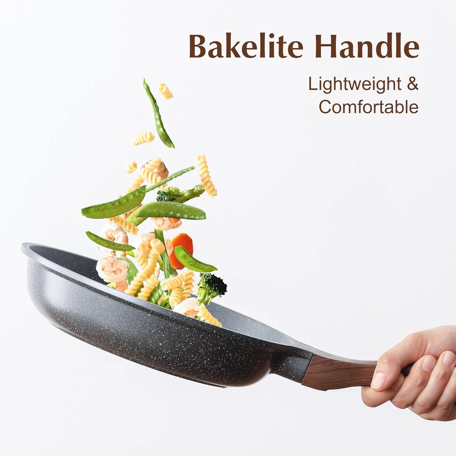 تابه نچسب سنسارته با روکش گرانیتی سوئیسی، مناسب برای املت، تابه سنگی سالم، بدون PFOA، سایز 12.5 اینچ (خاکستری)