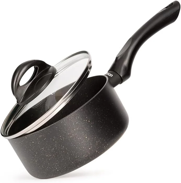 شیرجوش فیسمن با درب شیشه ای 1.5 لیتری، شیرجوش آلومینیومی با پوشش نچسب 16x8 سانتی متر سری Forde | دسته باکالیت خنک شونده | شیرجوش چند منظوره با کف القایی | بدون PFOA