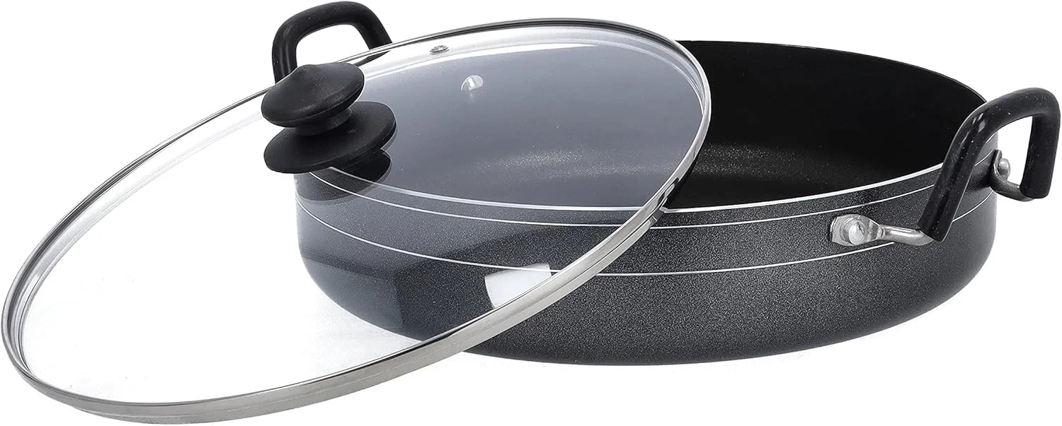 تابه وک نچسب رویال فورد سایز 32 سانتی متر به همراه درب شیشه ای، چند رنگ، مدل Rf10007