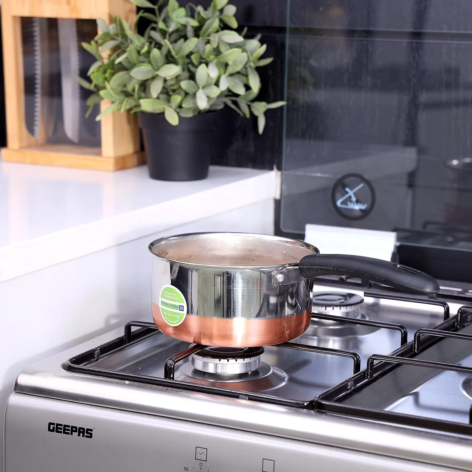 شیرجوش استیل رویال فورد با کف مسی 17 سانتی متر، چند رنگ، Rf9972