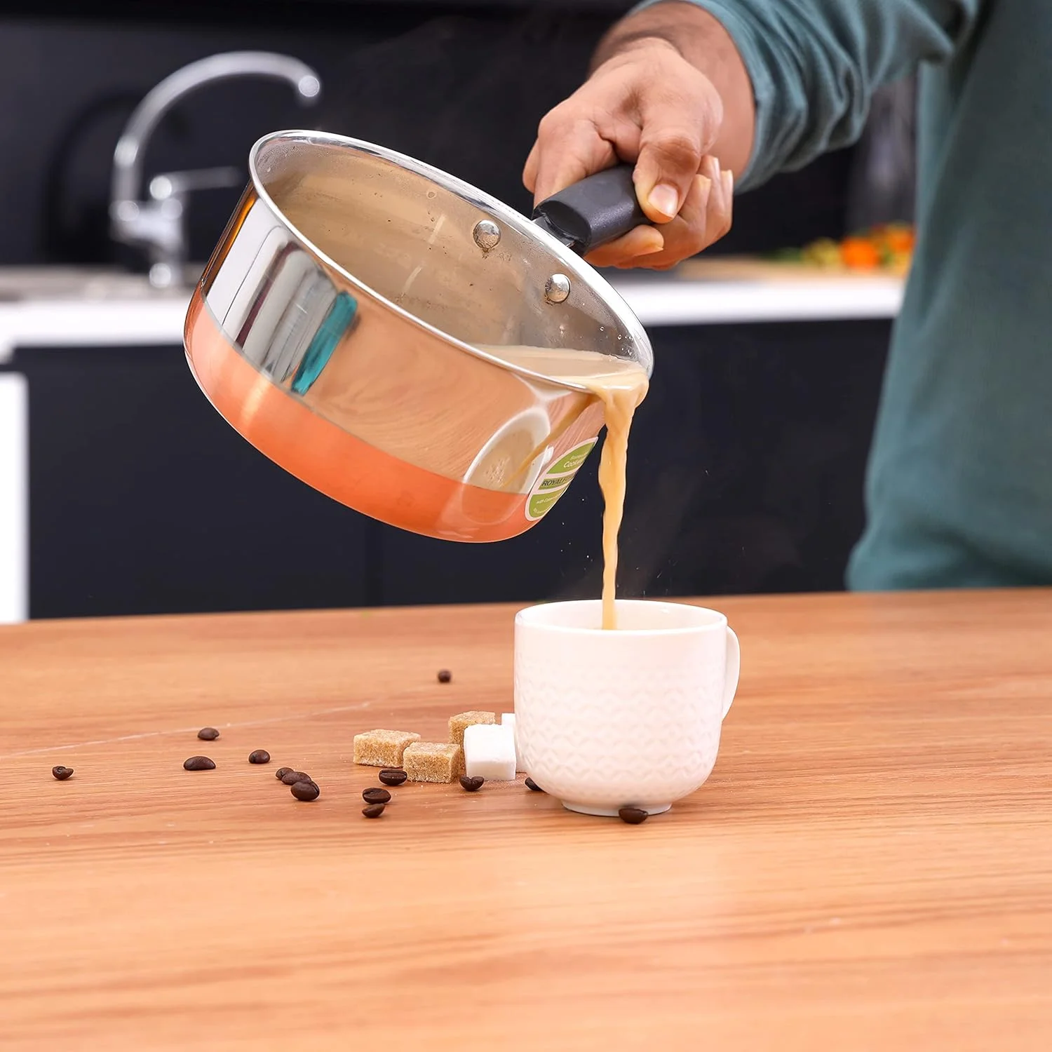 شیرجوش استیل رویال فورد با کف مسی 17 سانتی متر، چند رنگ، Rf9972