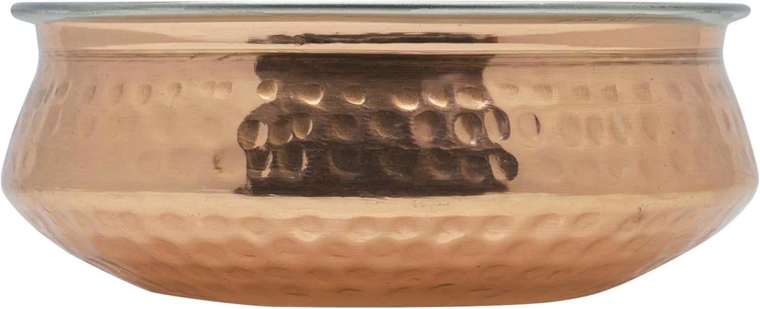 ظرف سرو هندی مسی راج بدون درب، 20 سانتی متر، مسی، TCH004، ظرف کاری، ظرف سرو، ظرف بریانی