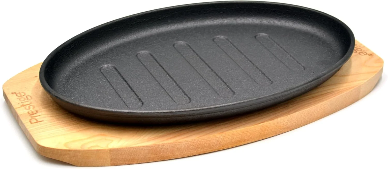 تابه چدنی ۲۶ سانتی‌متری پرستیژ به همراه زیره چوبی | تابه استیک با کیفیت و بادوام - PR50205