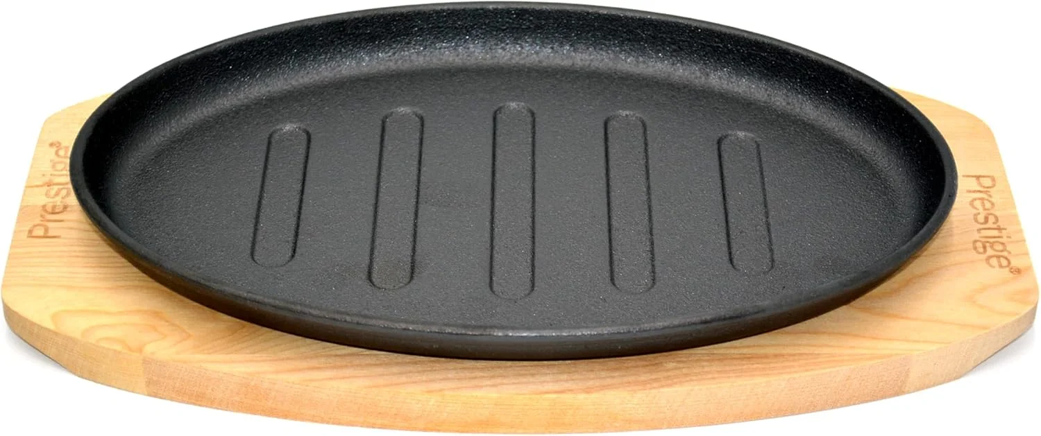 تابه چدنی ۲۶ سانتی‌متری پرستیژ به همراه زیره چوبی | تابه استیک با کیفیت و بادوام - PR50205