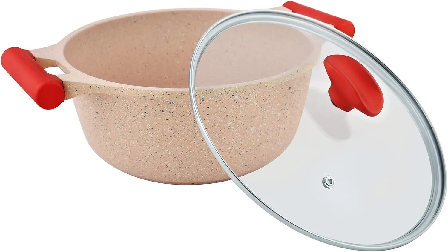 ست ظروف پخت و پز 7 پارچه آلومینیوم دایکاست نچسب گرانیتی پرستیژ Essentials | ست قابلمه و تابه سازگار با اجاق گاز القایی | صورتی - PR80961