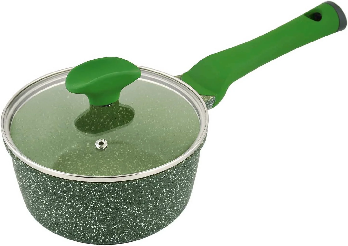 تابه سس گرانیتی نچسب پرستیژ اسنشیال با درب، ظروف آلومینیومی دایکاست | مناسب برای اجاق های القایی | آلومینیوم نچسب | تابه وک گرانیتی | تابه وک مرمری | فاقد PFOA و سرب - سبز، 16 سانتی متر