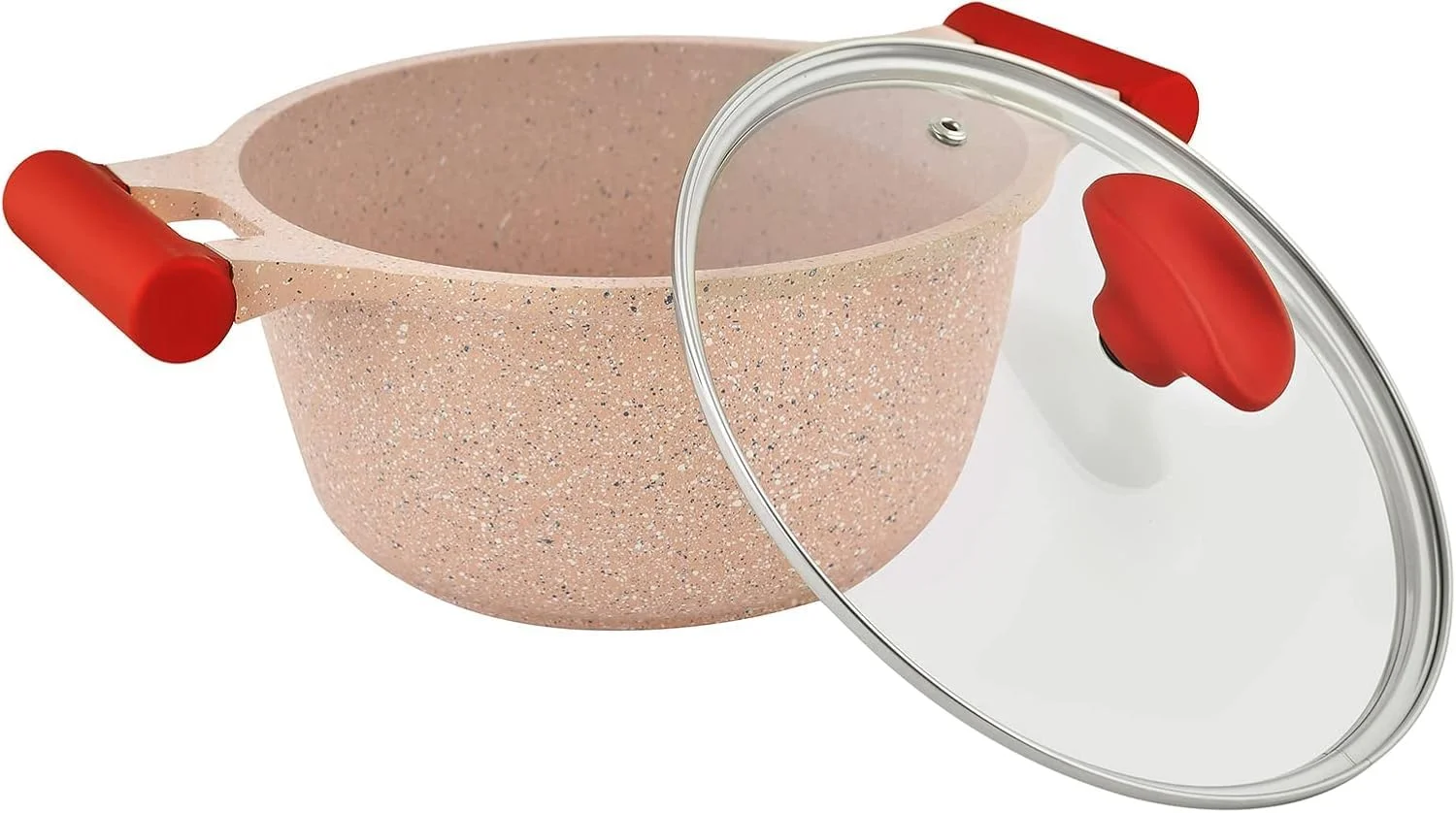 ست ظروف پخت و پز 12 پارچه آلومینیوم دایکاست نچسب گرانیتی پرستیژ اسنشیالز | ست قابلمه و تابه سازگار با اجاق القایی | صورتی - PR80964