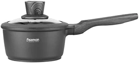شیرجوش آلومینیومی FISSMAN مدل PRESTIGE با پوشش نچسب، سایز 16x8.5 سانتی متر، حجم 1.4 لیتر، به همراه درب شیشه ای و کفه القایی