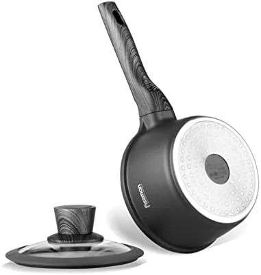 شیرجوش آلومینیومی FISSMAN مدل PRESTIGE با پوشش نچسب، سایز 16x8.5 سانتی متر، حجم 1.4 لیتر، به همراه درب شیشه ای و کفه القایی