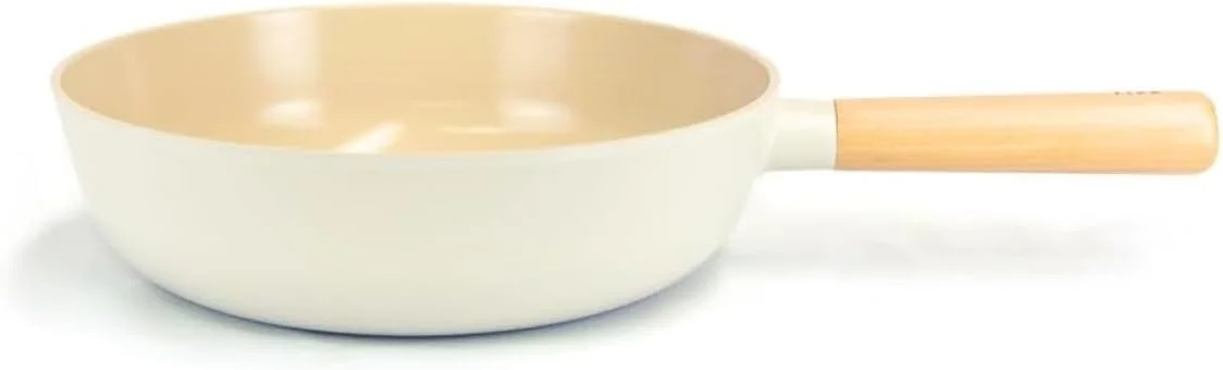 تابه نچسب القایی نیوفلم فیکا، قابلمه و وک، سایزهای 15 تا 28 سانتی متر / ظروف پخت و پز کره ای، مناسب برای خورشت و گریل، 26 سانتی متر، رنگ سفید شیری، مدل EK-FA-W26، فیکا