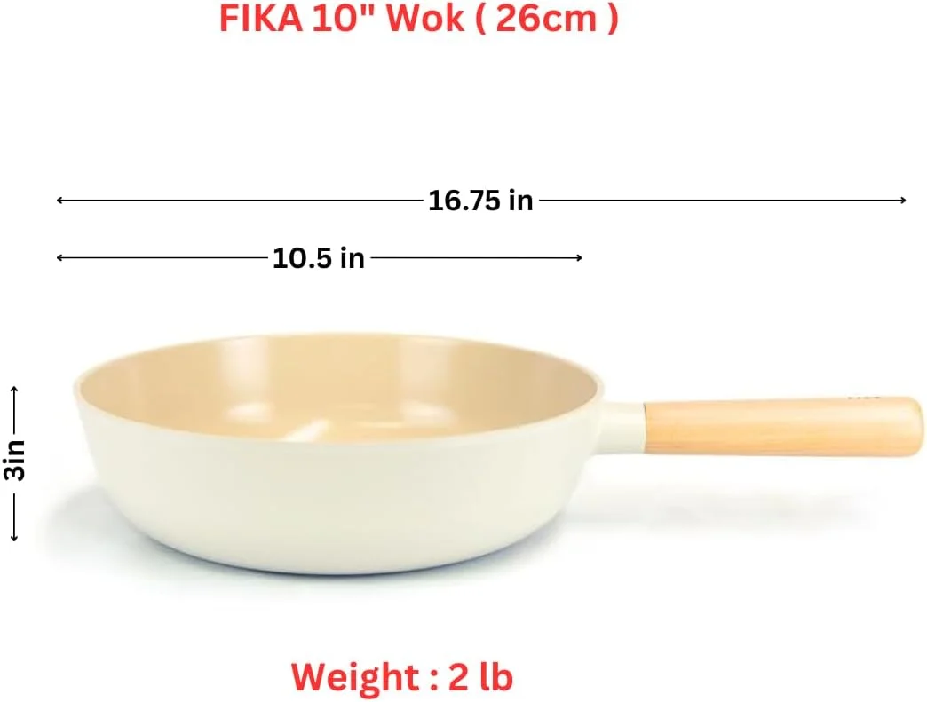 تابه نچسب القایی نیوفلم فیکا، قابلمه و وک، سایزهای 15 تا 28 سانتی متر / ظروف پخت و پز کره ای، مناسب برای خورشت و گریل، 26 سانتی متر، رنگ سفید شیری، مدل EK-FA-W26، فیکا