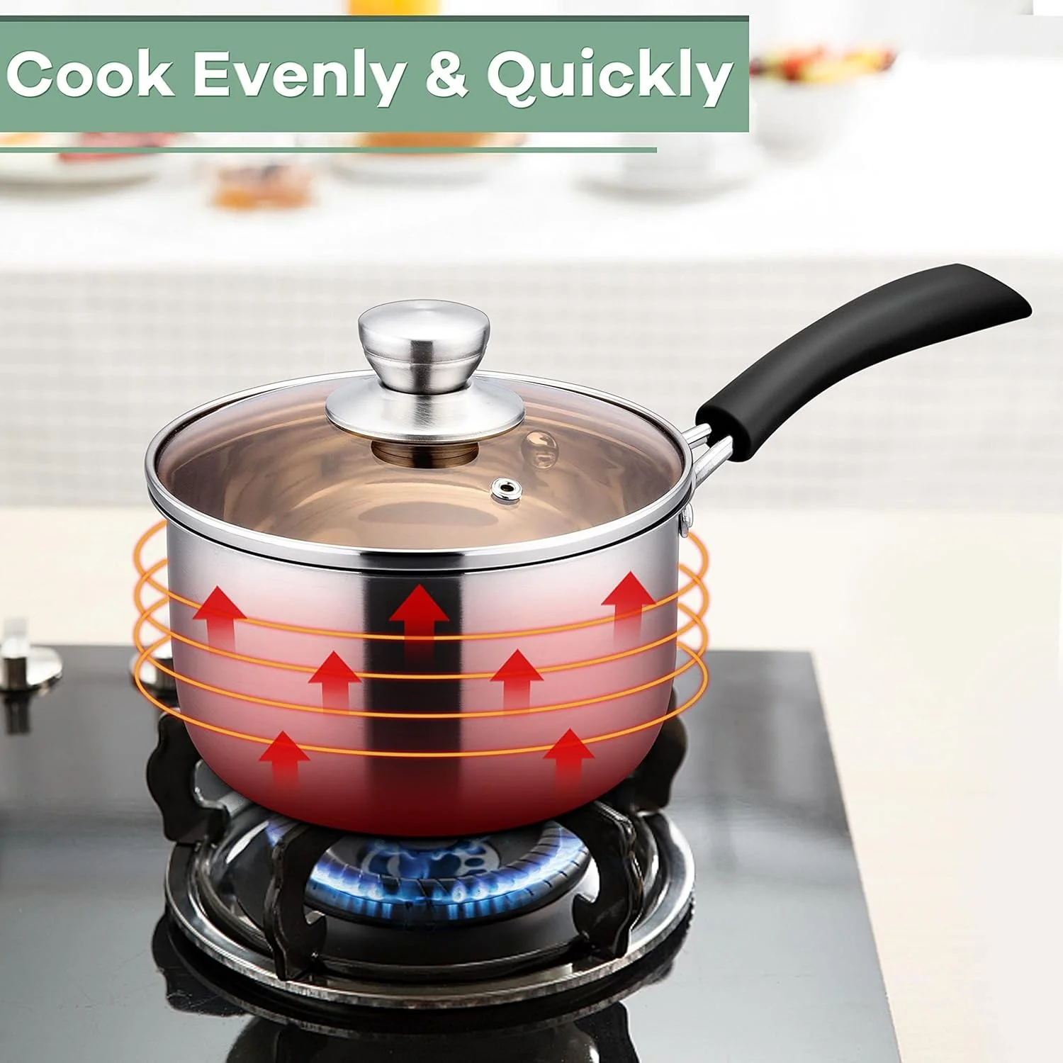 قابلمه کوچک نالاکال با درب، استیل ضد زنگ 201، قابلمه 1 کوارتی برای اجاق گاز، برقی و کمپینگ، ضد زنگ، سالم و غیر سمی، چند منظوره و قابل شستشو در ماشین ظرفشویی (1 کوارت)