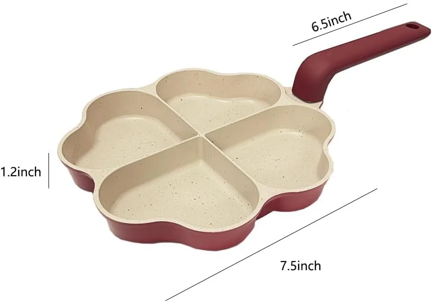 تابه نچسب نالاکال برای سرخ کردن تخم مرغ، تابه املت 4 خانه، تابه پنکیک گرانیتی 7.5 اینچی، تابه آلومینیومی چند منظوره صبحانه برای پخت تخم مرغ، پنکیک، میگو، سازگار با همه اجاق ها و القایی