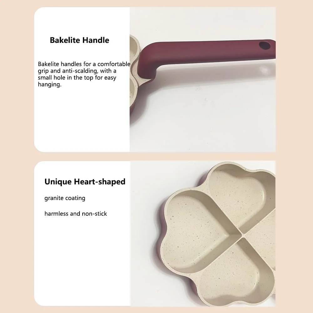 تابه نچسب نالاکال برای سرخ کردن تخم مرغ، تابه املت 4 خانه، تابه پنکیک گرانیتی 7.5 اینچی، تابه آلومینیومی چند منظوره صبحانه برای پخت تخم مرغ، پنکیک، میگو، سازگار با همه اجاق ها و القایی